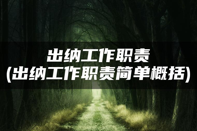 出纳工作职责(出纳工作职责简单概括)