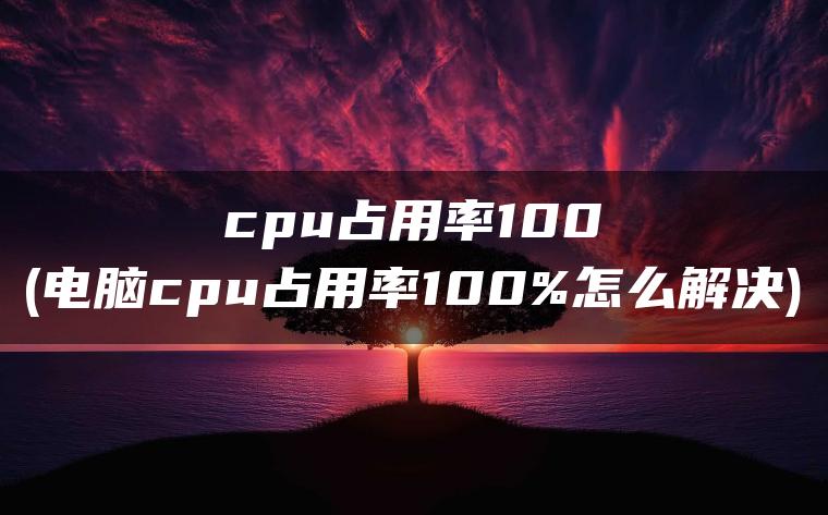 cpu占用率100(电脑cpu占用率100%怎么解决)