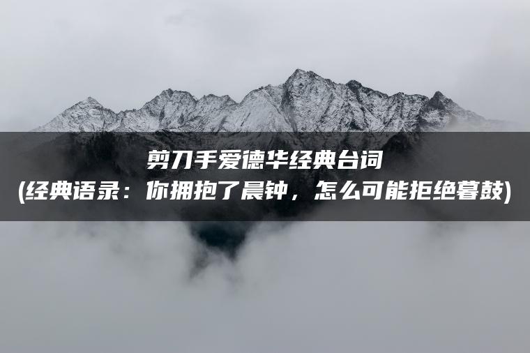 剪刀手爱德华经典台词(经典语录：你拥抱了晨钟，怎么可能拒绝暮鼓)