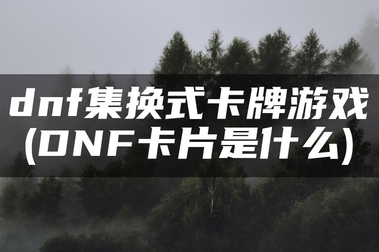 dnf集换式卡牌游戏(DNF卡片是什么)