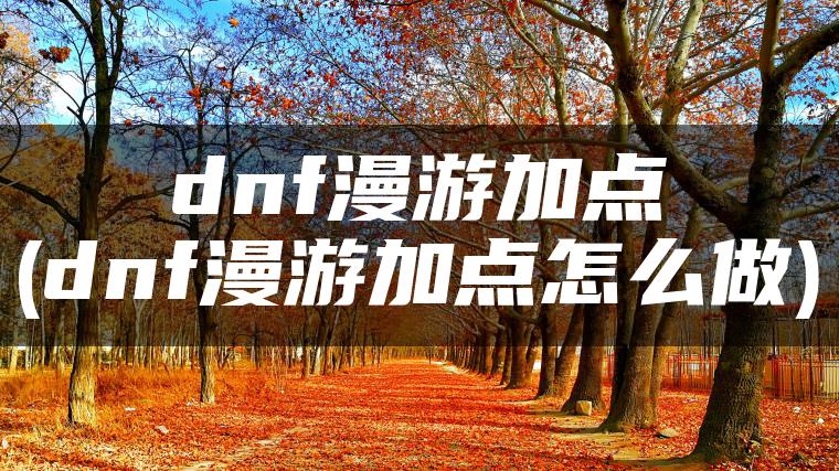 dnf漫游加点(dnf漫游加点怎么做)