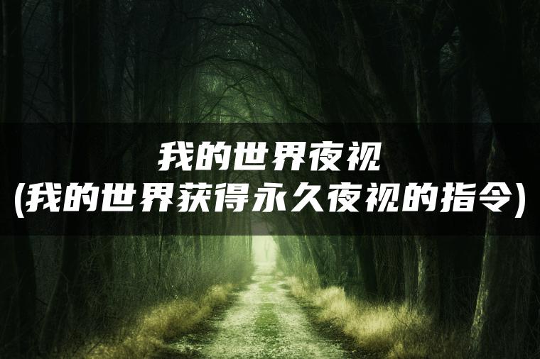 我的世界夜视(我的世界获得永久夜视的指令)