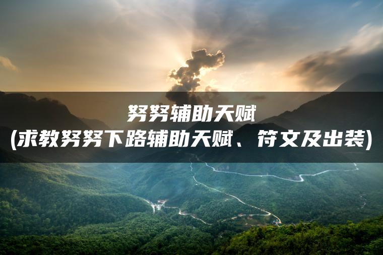 努努辅助天赋(求教努努下路辅助天赋、符文及出装)