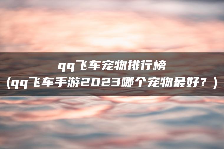 qq飞车宠物排行榜(qq飞车手游2023哪个宠物最好？)