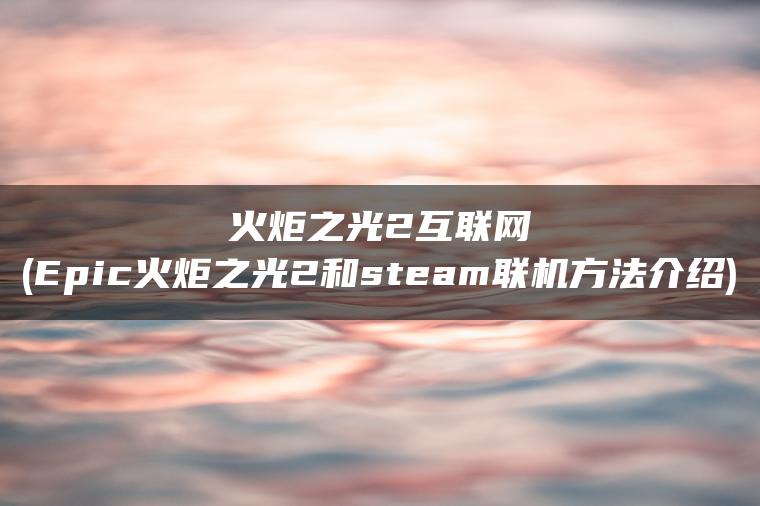 火炬之光2互联网(Epic火炬之光2和steam联机方法介绍)