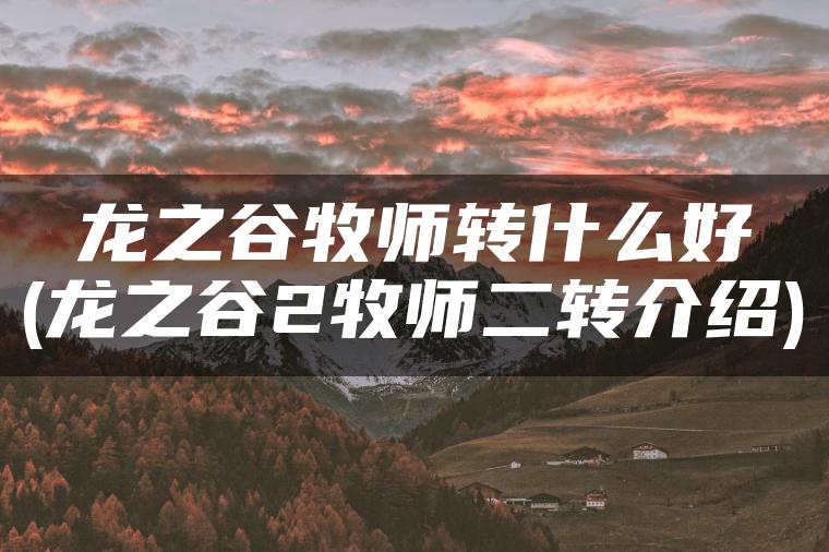 龙之谷牧师转什么好(龙之谷2牧师二转介绍)