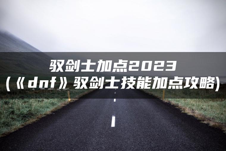 驭剑士加点2023(《dnf》驭剑士技能加点攻略)