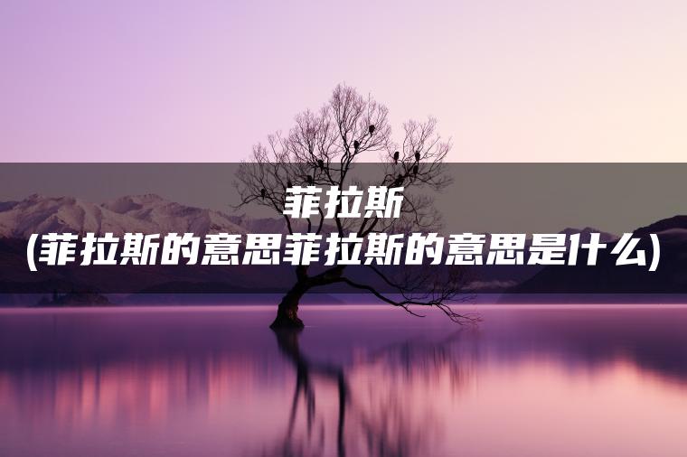 菲拉斯(菲拉斯的意思菲拉斯的意思是什么)