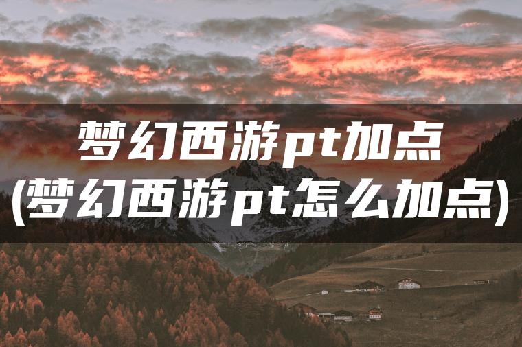 梦幻西游pt加点(梦幻西游pt怎么加点)